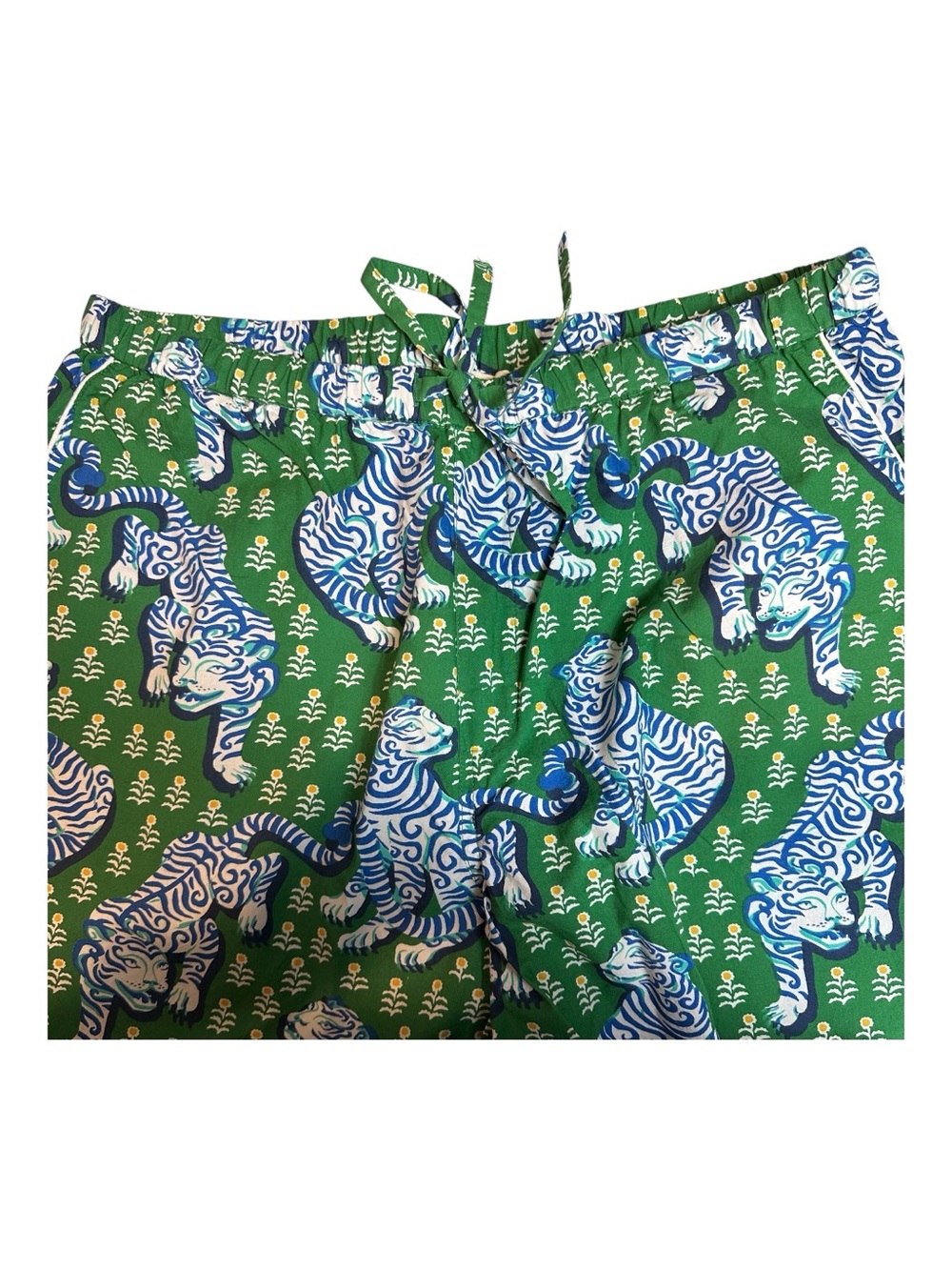 NWT Printfresh Tiger Queen Sz M Pajama Set Organic Cotton Green Blue Retail $168 - Picture 5 of 6